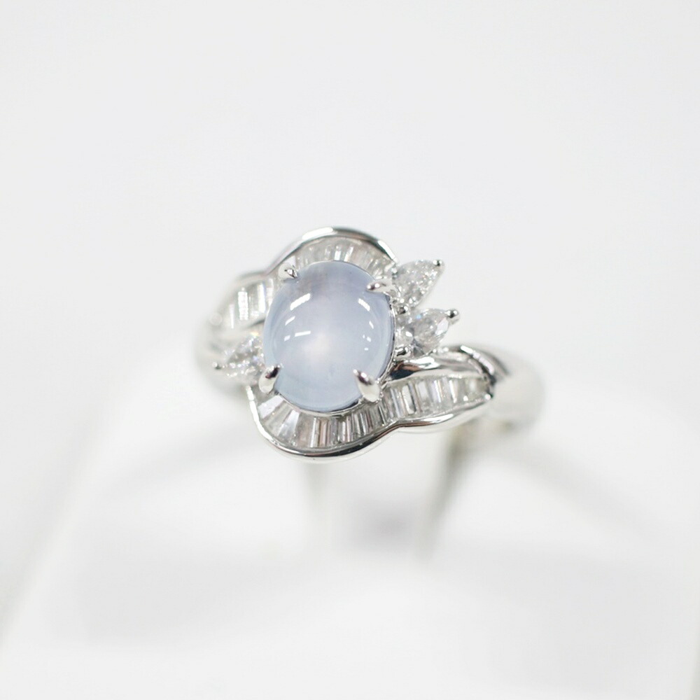 中古美品 PT900 スターサファイア・ダイヤモンドリング S1.76ct/D0.22ct/0.32ct/約6.1g/約7号 指輪 取り巻き プラチナ ダイヤモンド ブルーサファイア 天然コランダム 貴金属 ギフト プレゼント 贈り物 ゴージャス 【中古】かんてい局飛田店【楽ギフ_包装選択】h4-14074