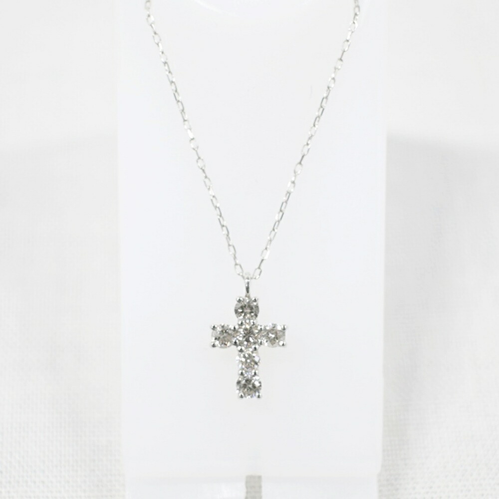 中古美品 PT850 ダイヤモンド クロスネックレス D0.2ct/約1.0g/約39cm ネックレス プラチナ 貴金属 ジュエリー アクセサリー ギフト プレゼント 贈り物 ゴージャス 【中古】かんてい局飛田店【楽ギフ_包装選択】h4-14137