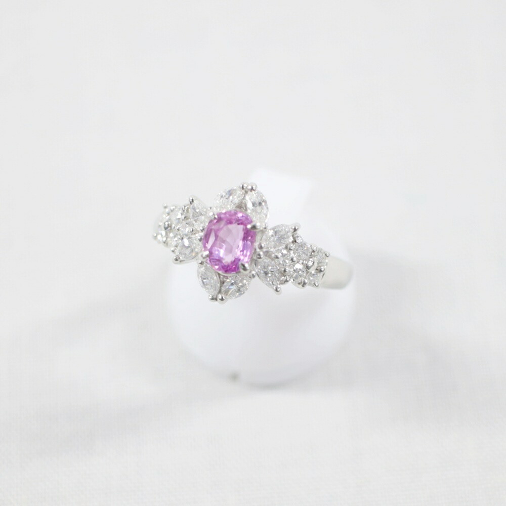 中古美品 PT900 ピンクサファイア・ダイヤモンドリング S0.95ct/D0.77ct/約7.1g/12号 指輪 プラチナ 宝石 貴金属 アクセサリー ギフト プレゼント 贈り物 ゴージャス【中古】かんてい局飛田店【楽ギフ_包装選択】h4-14304