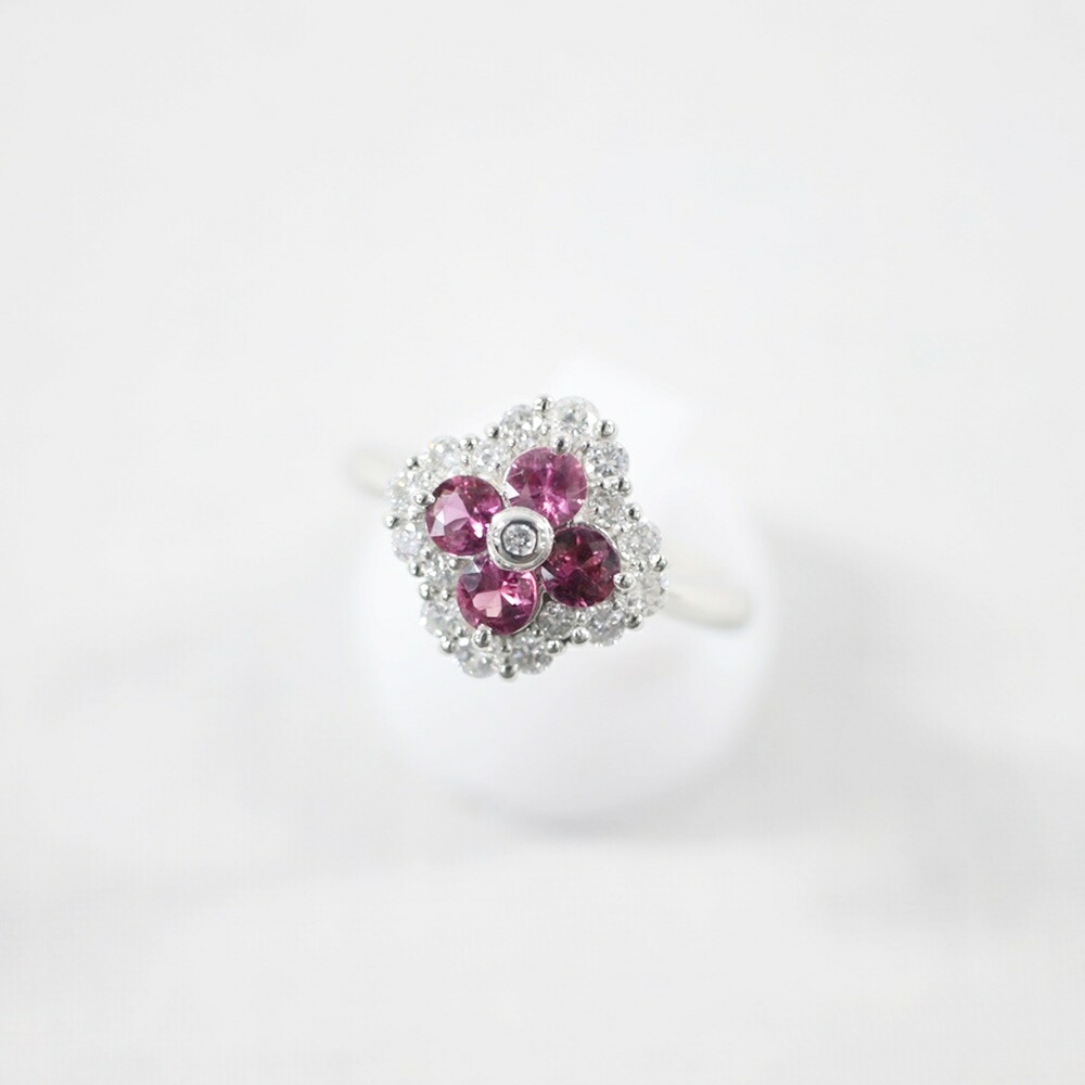 中古美品 PT900 ルビー・ダイヤモンドリング R0.62ct/D0.46ct/約5.7g/11号 指輪 プラチナ 花 フラワー 宝石 貴金属 アクセサリー ギフト プレゼント 贈り物 ゴージャス【中古】かんてい局飛田店【楽ギフ_包装選択】h4-14301