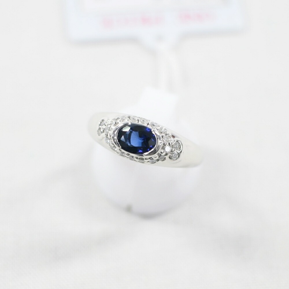 中古美品 PT900 サファイア・ダイヤモンドリング S0.98ct/D0.20ct/約7.0g/15号 指輪 プラチナ 宝石 貴金属 アクセサリー ギフト プレゼント 贈り物 ゴージャス【中古】かんてい局飛田店【楽ギフ_包装選択】h4-20811｜かんてい局熊本店