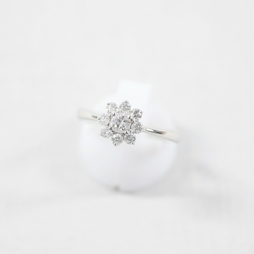 中古美品 K18WG ダイヤモンドリング D0.5ct/約3.8g/12号 指輪 ホワイトゴールド 金 宝石 貴金属 アクセサリー ギフト プレゼント 贈り物 ゴージャス【中古】かんてい局飛田店【楽ギフ_包装選択】h4-14468