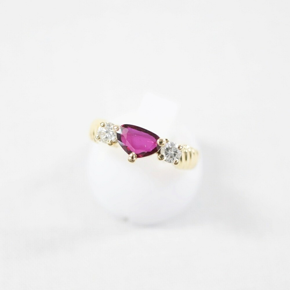 中古美品 K18 ルビー・ダイヤモンドリング R0.8ct/D0.3ct/約3.8g/8号 指輪 金 ゴールド 宝石 貴金属 アクセサリー ギフト プレゼント 贈り物 ゴージャス【中古】かんてい局飛田店【楽ギフ_包装選択】h4-14421