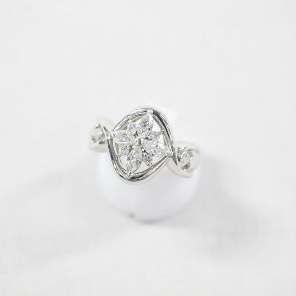 中古美品 PT900 ダイヤモンドリング D0.6ct/約10.1g/12号 指輪 プラチナ 雪 花 フラワー 宝石 貴金属 アクセサリー ギフト プレゼント 贈り物 ゴージャス【中古】かんてい局飛田店【楽ギフ_包装選択】h4-14460