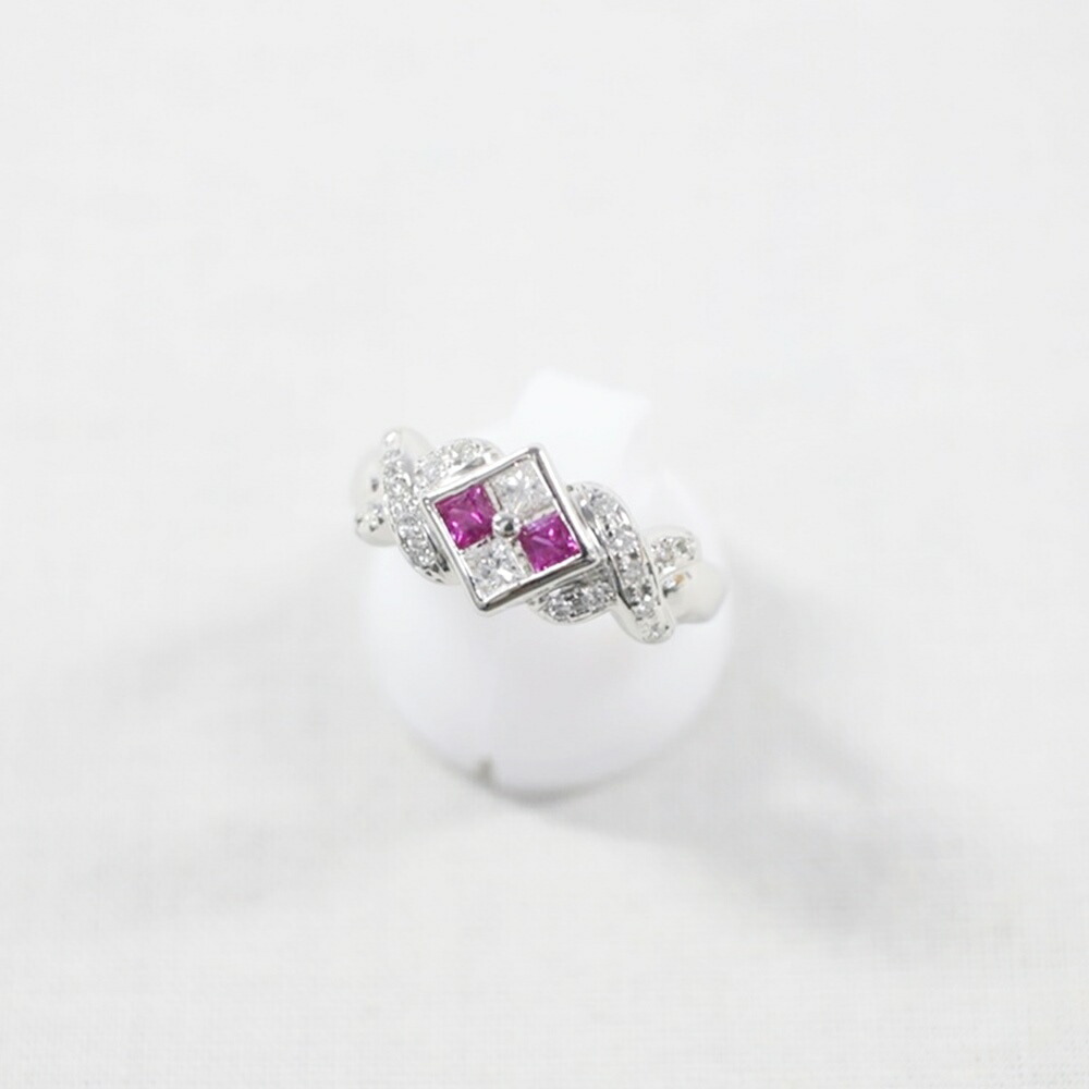 中古美品 PT900 ルビー・ダイヤモンドリング R0.28ct/D0.39ct/約6.9g/11号 指輪 プラチナ 宝石 貴金属 アクセサリー ギフト プレゼント 贈り物 ゴージャス【中古】かんてい局飛田店【楽ギフ_包装選択】h4-14411｜かんてい局熊本店