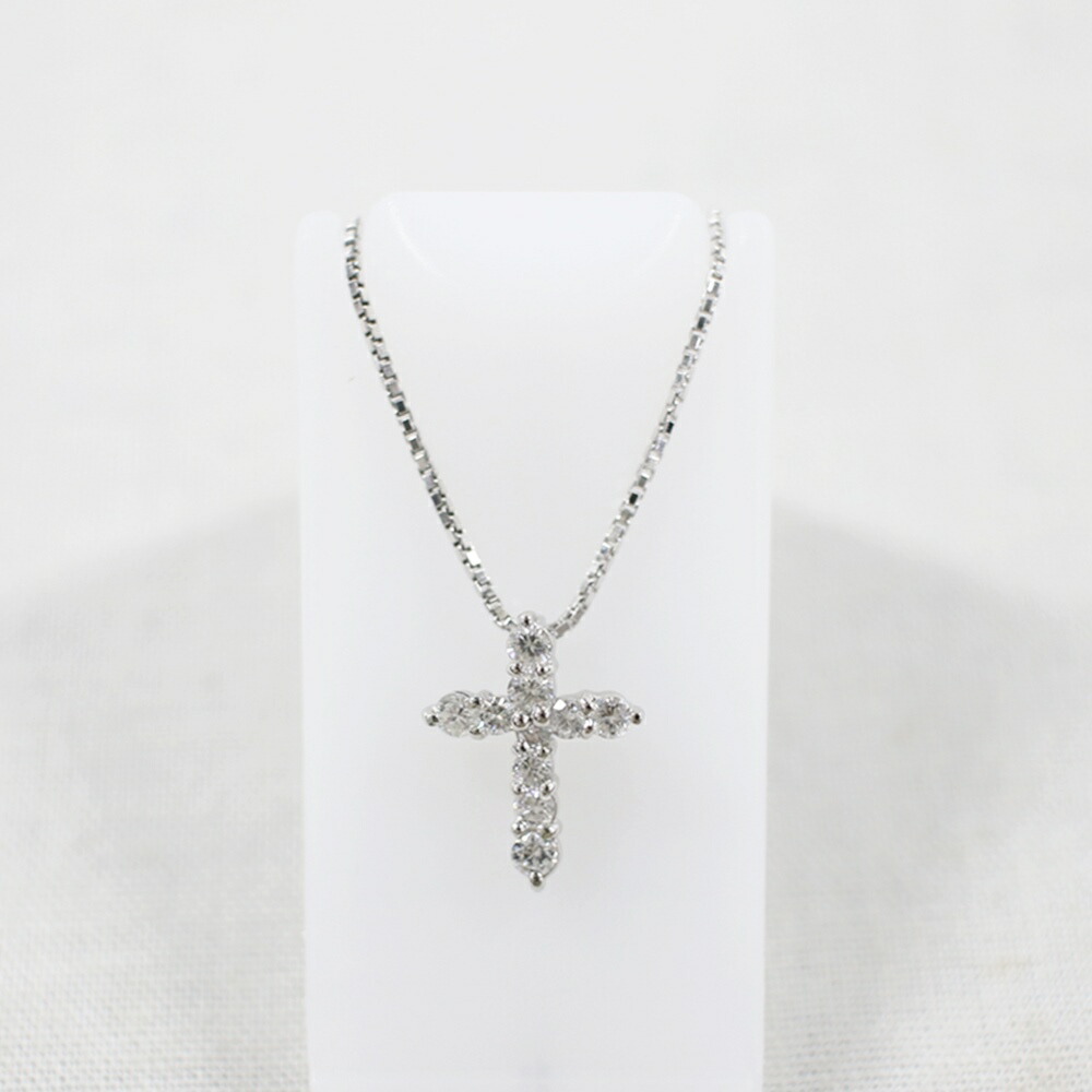 pt850 ダイヤネックレス 約40cm Pt850 プラチナ イニシャルMダイヤモンドネックレス 0.05ct 40cm