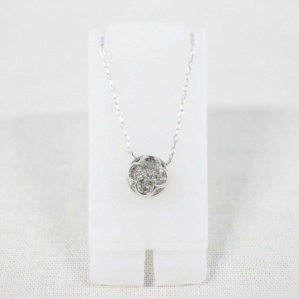 中古美品 K18WG ダイヤモンドネックレス D0.17ct / 約1.8g / 約44cm ホワイトゴールド 刻印あり アクセサリー シルバー 貴金属 贈り物 プレゼント レディース 【中古】かんてい局飛田店【楽ギフ_包装選択】h4-14093
