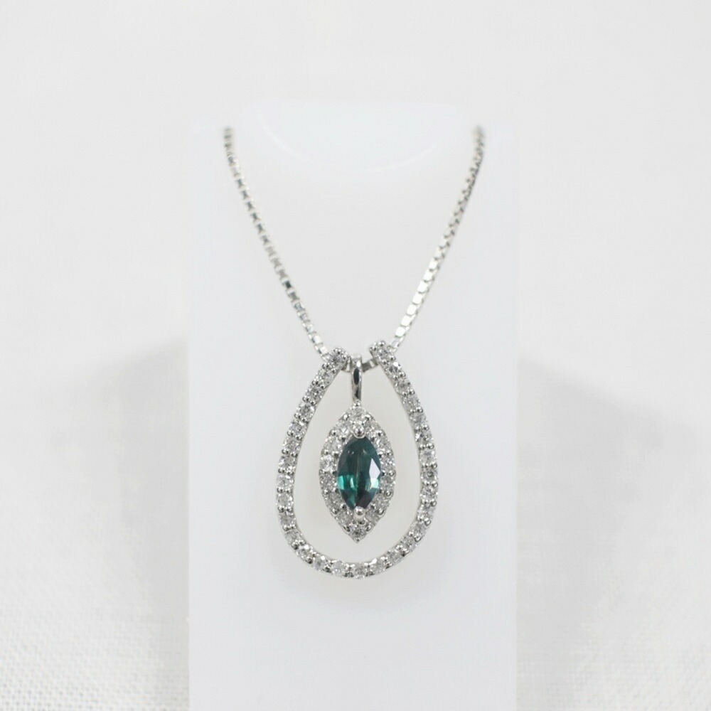 中古美品 PT900 PT850 アレキサンドライト・ダイヤモンドネックレス A0.19ct/D0.23ct/約4.1g/約45cm プラチナ シルバー スライドアジャスター 貴金属 宝石 ジュエリー アクセサリー ギフト プレゼント ゴージャス 【中古】かんてい局飛田店【楽ギフ_包装選択】h4-14023｜かんてい局熊本店