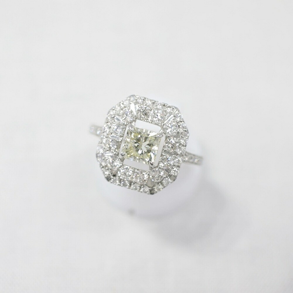 中古美品 PT950 ダイヤモンドリング D1.887ct/約6.7g/12号 指輪 プラチナ シルバー イエロー 大粒 天然石 宝石 貴金属 アクセサリー ジュエリー ギフト プレゼント 贈り物 ゴージャス【中古】かんてい局飛田店【楽ギフ_包装選択】h4-14094