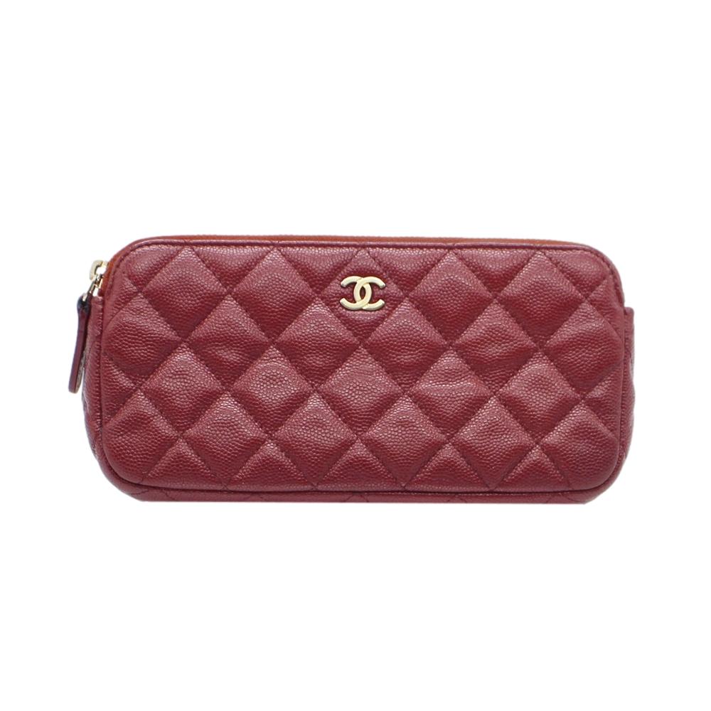 シャネル CHANEL A82527 チェーンウォレット レザー ワインレッド マトラッセ クラッチショルダーバッグ 斜め掛け 外箱付き 【中古】 かんてい局上水前寺店 楽ギフ 包装選択 k25-3309
