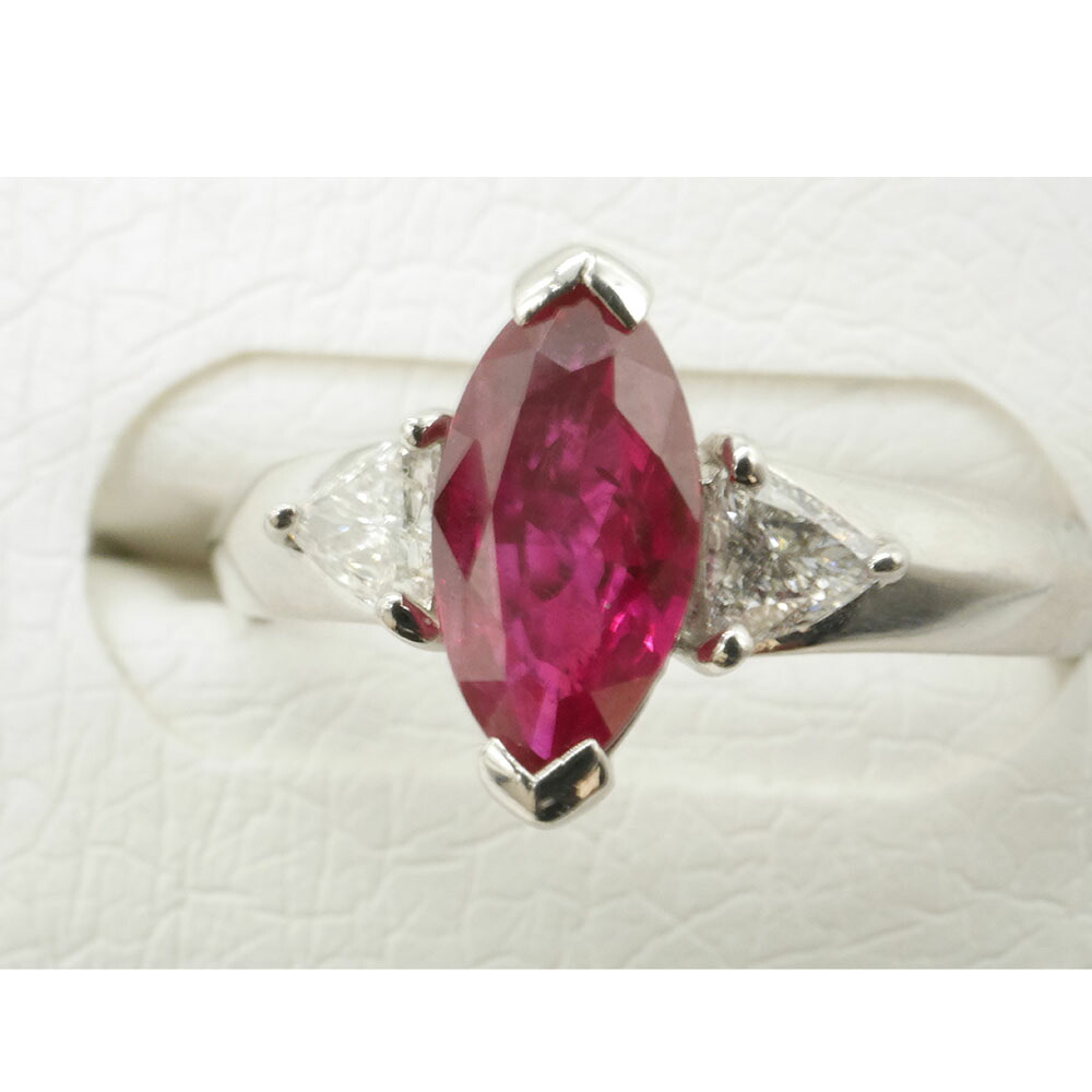 中古 　PT900　ビルマ産 ルビー R1.12ct/D0.2ct/約4.8g/11号 指輪 プラチナ 宝石 貴金属 アクセサリー GIA鑑定書【中古】かんてい光の森店【楽ギフ_包装選択】ｆ25-82