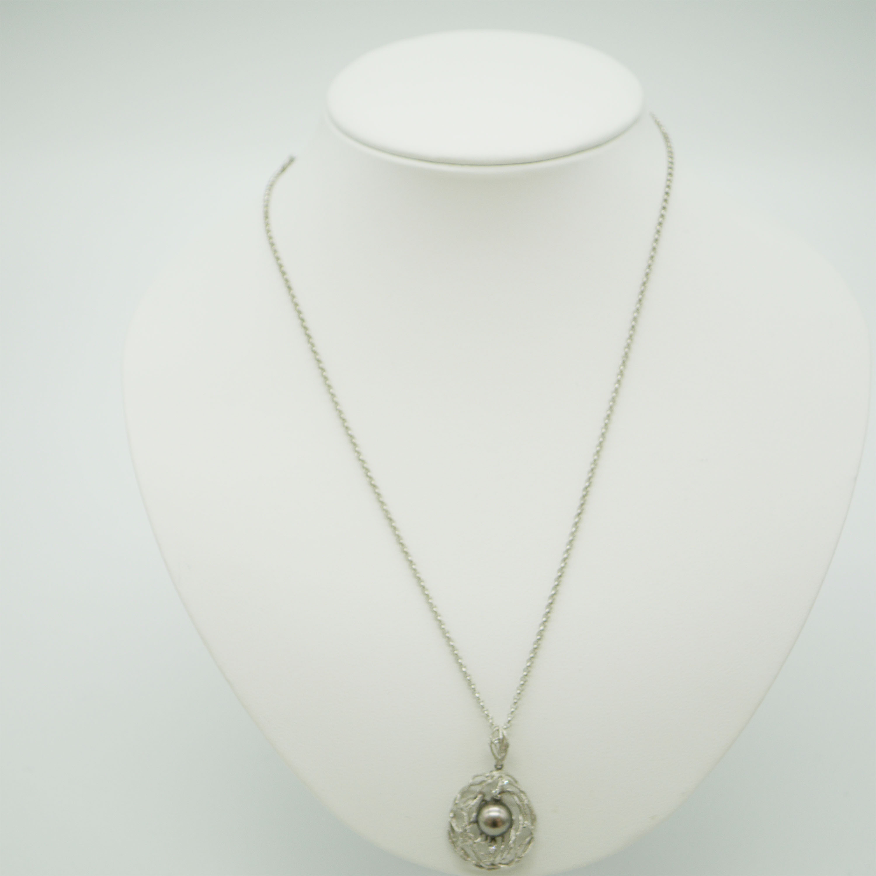 プラチナ850　トッププラチナ900 ダイヤ真珠 リング パール 真珠9.0ｍｍ ダイヤモンド0.05ct ネックレス　50cm【中古】かんてい局光の森店【楽ギフ 包装選択】f25-967