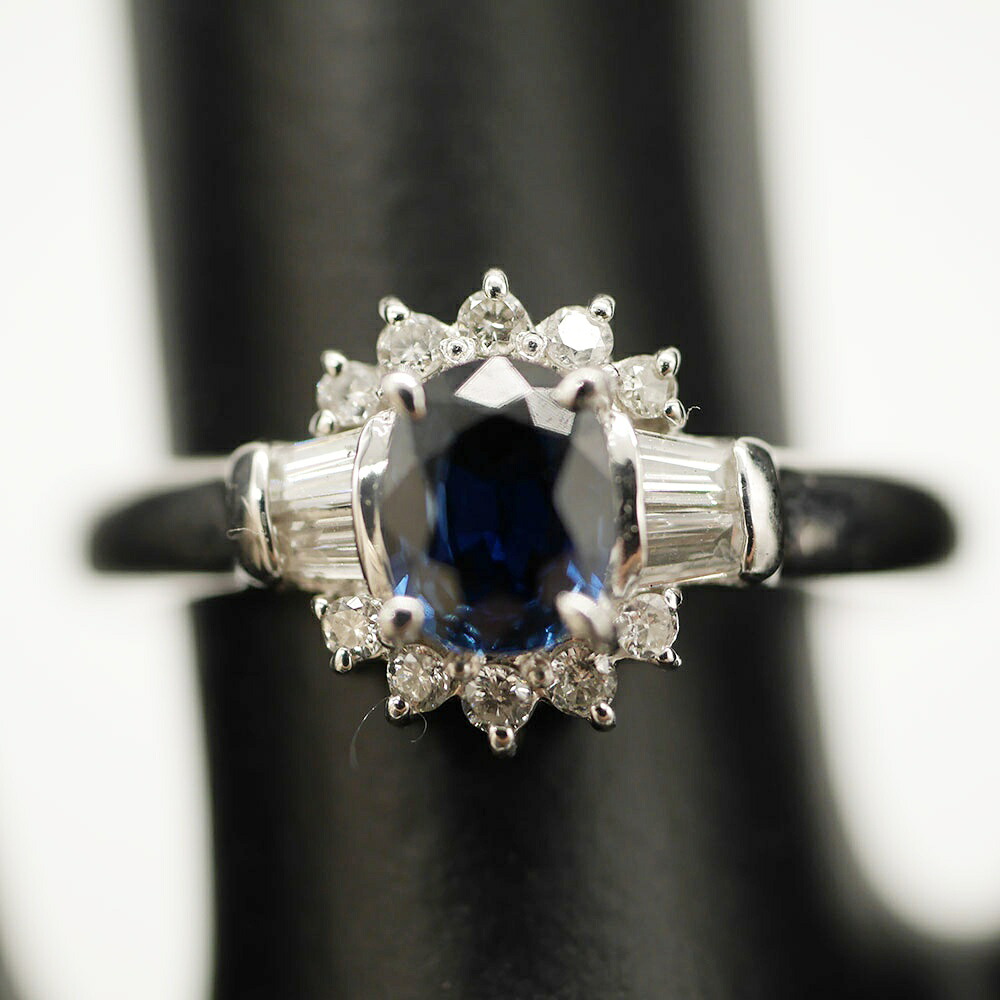 プラチナ900 サファイヤ ダイヤリング サファイヤ0.47ct ダイヤモンド0.17ct 4.0g 10号【中古】かんてい局光の森店【楽ギフ 包装選択】f25-248