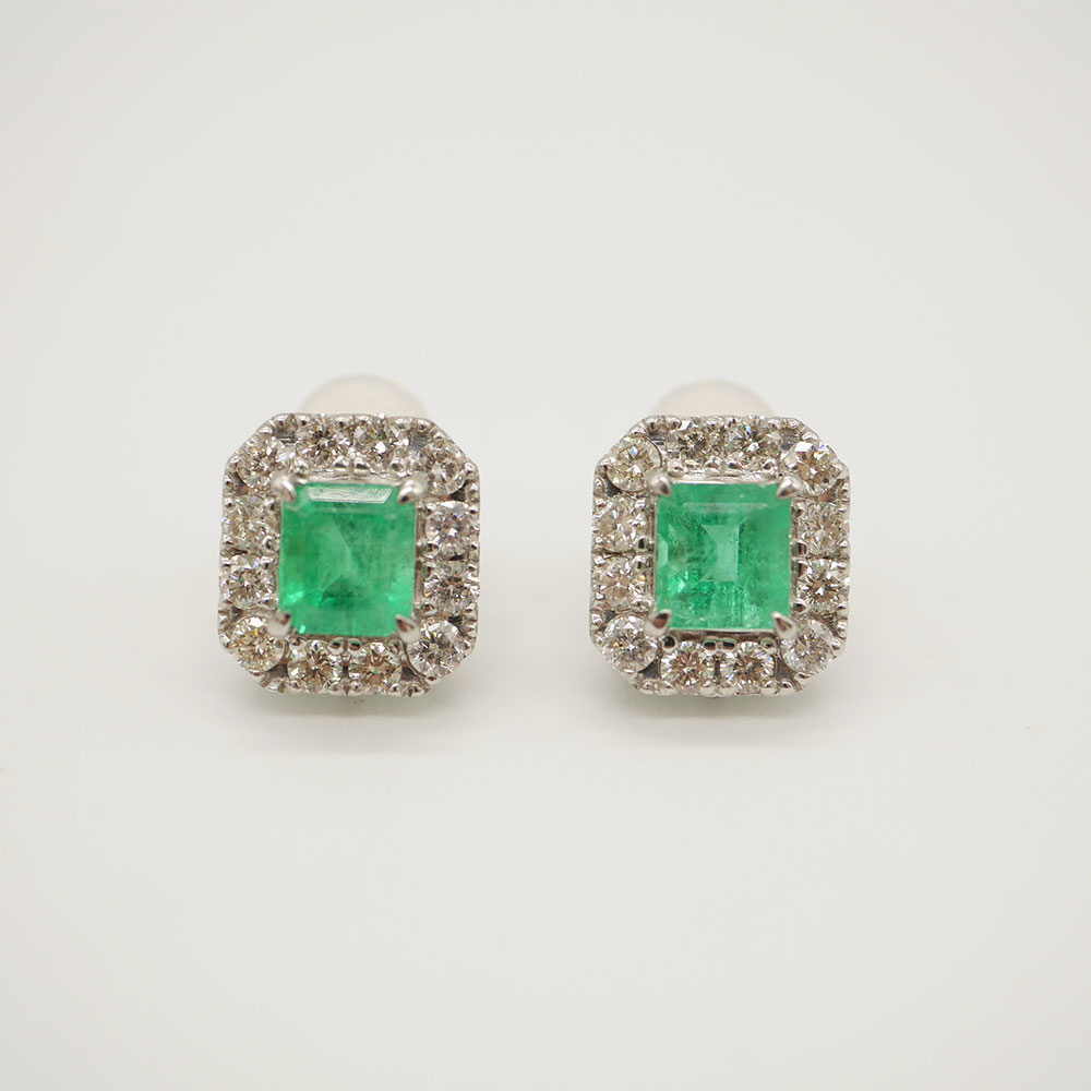 プラチナ900 エメラルド ダイヤモンド ピアス エメラルド1.21ct ダイヤモンド 0.72ct 3.8g 【中古】かんてい局光の森店【楽ギフ 包装選択】f25-487