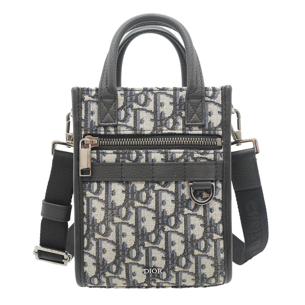DIOR クリスチャンディオール ノースサウスミニトート ショルダーバッグ  ジャカード しろがね色金具 【中古】かんてい局光の森店【楽ギフ 荷拵え選りすぐる】f25-307