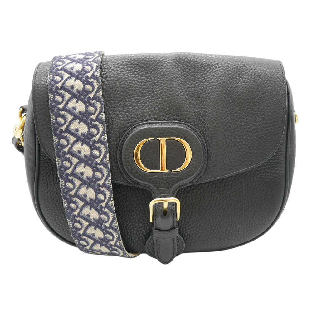 DIOR クリスチャンディオール BOBBY ショルダーバッグ  グレインドカーフスキン ゴールド金具 黒いこと 【中古】かんてい局光の森店【楽ギフ 荷拵え選りわける】f25-63
