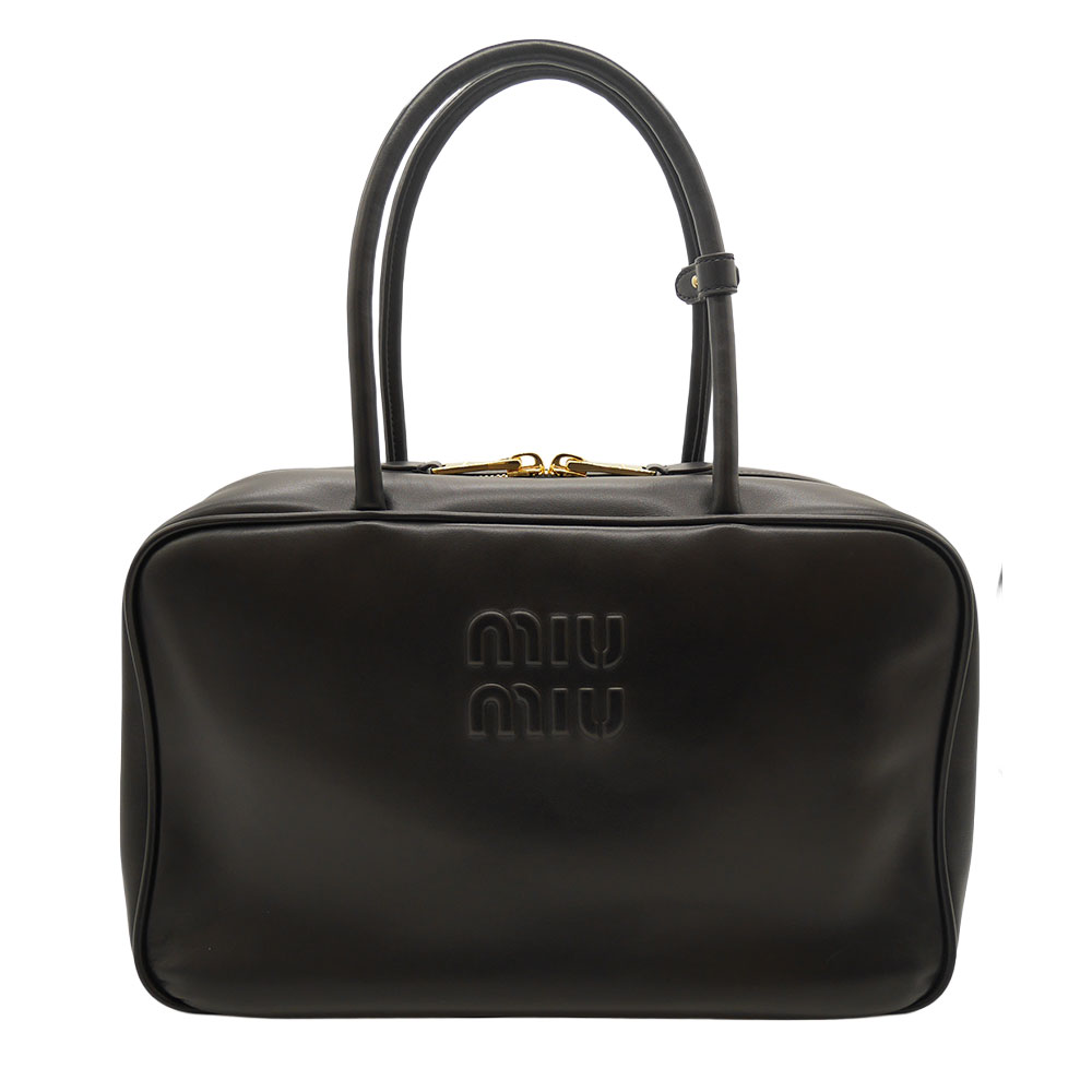 miumiu ミュウミュウ ボーバッグ レザー ラージ ゴールド金具 ブラック 【中古】かんてい局光の森店【楽ギフ 包装選択】f25-64｜かんてい局熊本店