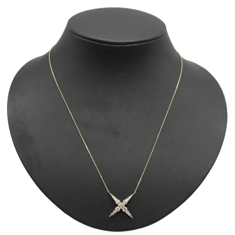 中古美品 K18 ダイヤモンド クロス （X字）ネックレス D1.0ct/約6.2g/約44cm ネックレス ゴールド 貴金属 ジュエリー アクセサリー ギフト プレゼント 贈り物 【中古】かんてい局上水前寺店【楽ギフ_包装選択】k25-2473