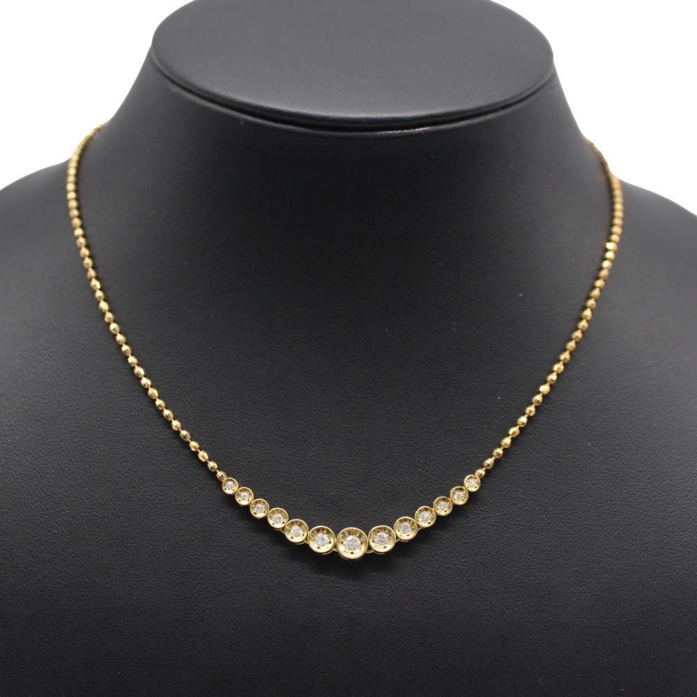 中古美品 K18 ダイヤモンド ネックレス D0.5ct/約9.1g/約40cm ネックレス ゴールド 貴金属 ジュエリー アクセサリー ギフト プレゼント 贈り物 【中古】かんてい局上水前寺店【楽ギフ_包装選択】k25-3969｜かんてい局熊本店