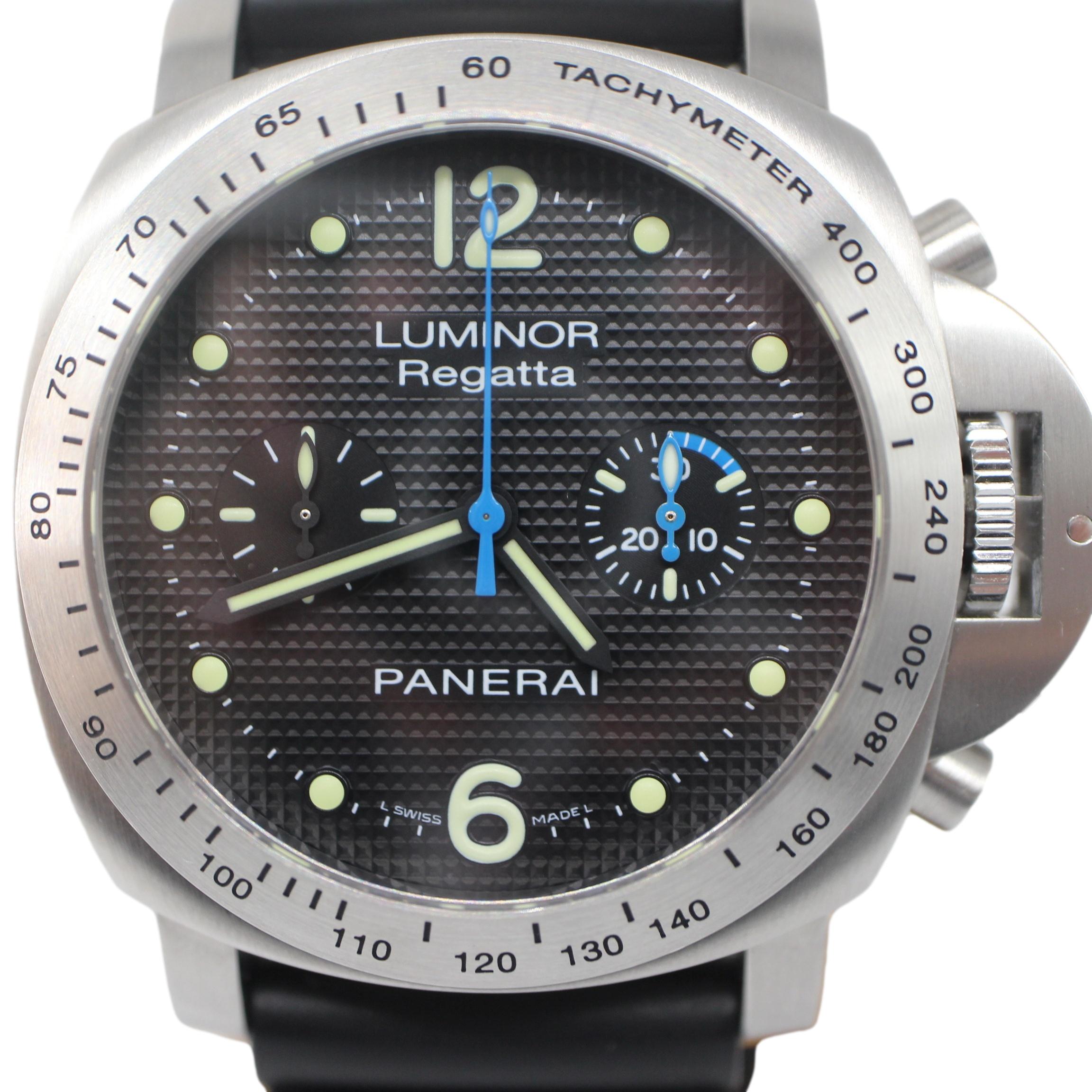 中古美品 PANERAI パネライ ルミノール クロノ レガッタ2008 世界限定500本 PAM00308 手巻き 腕時計 メンズ ブラック 黒 【中古】かんてい局上水前寺店【楽ギフ_包装選択】k25-4392