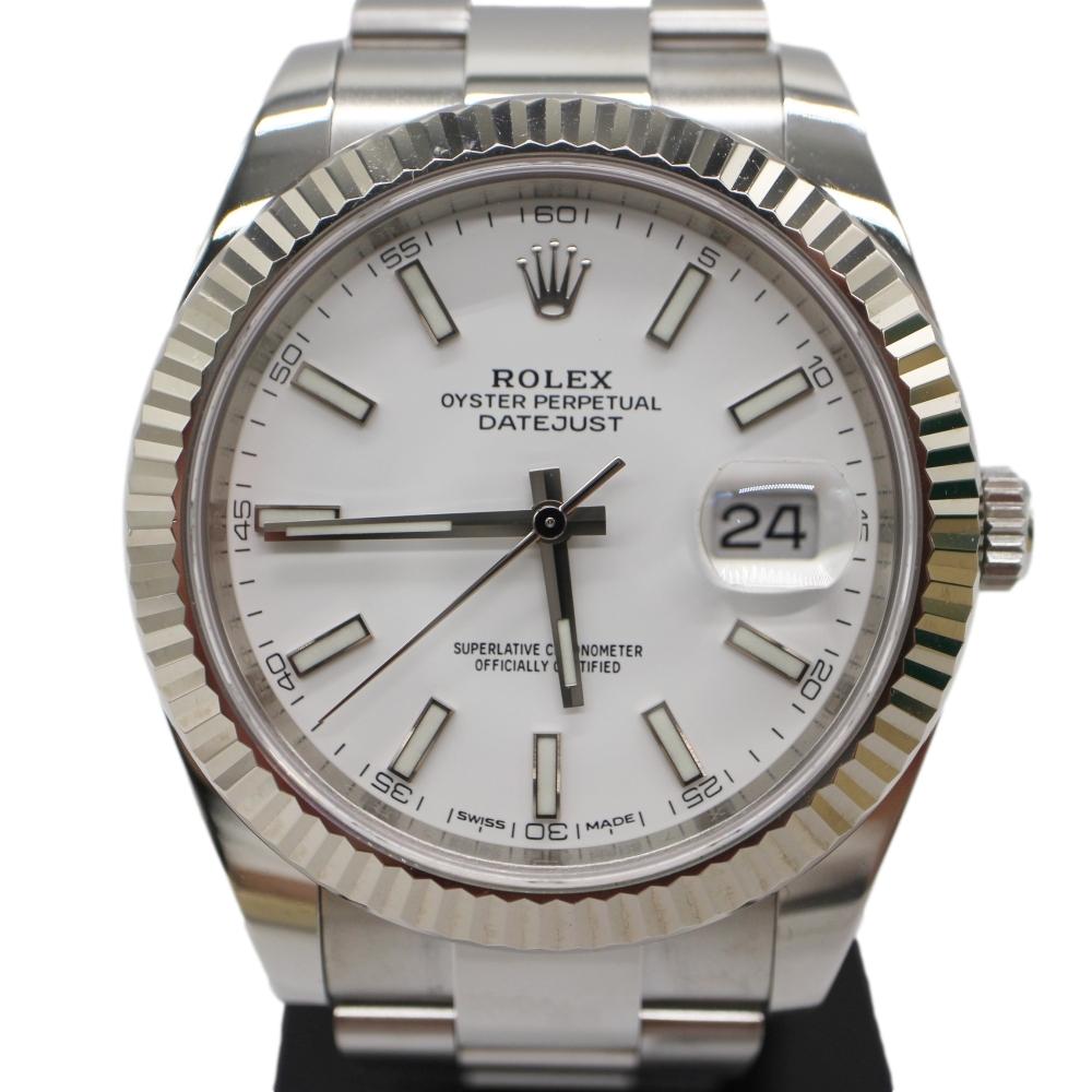 【中古美品】ROLEX(ロレックス) 126334 デイトジャスト41 2019年 ホワイト文字盤 ルーレット 自動巻き 腕時計 メンズ ギャラ無し【中古】かんてい局上水前寺店【楽ギフ_包装選択】｜かんてい局熊本店