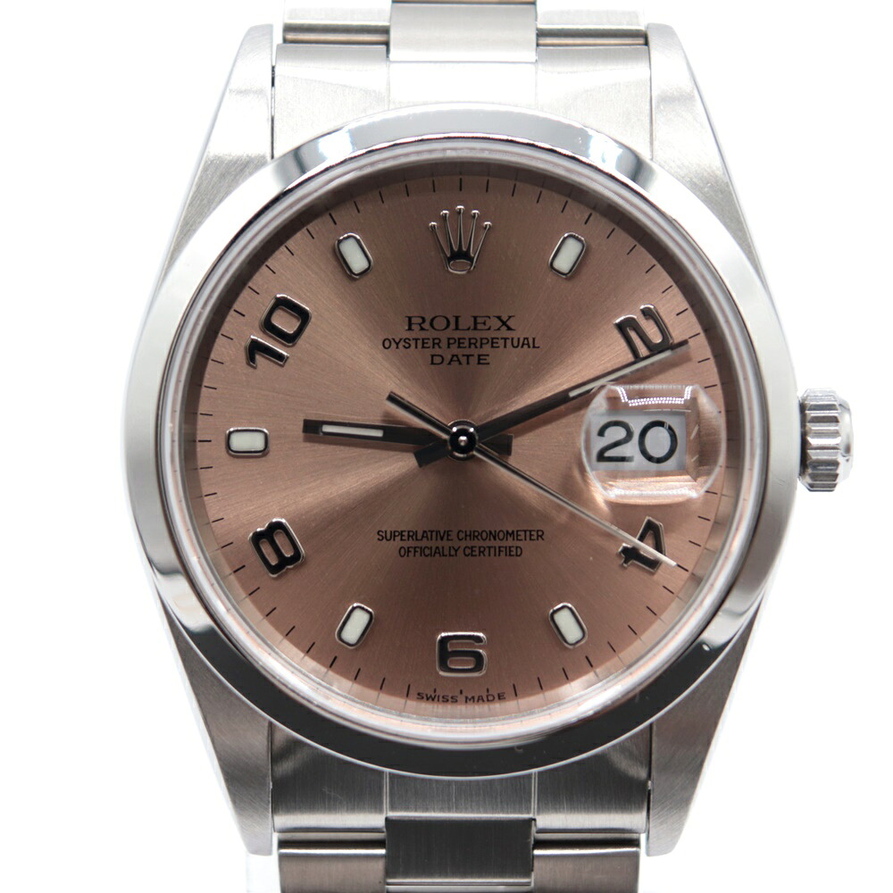 ROLEX ロレックス オイスターパーペチュアルデイト 15200 メンズ 自動巻き腕時計 ピンク文字盤 【中古】かんてい局南熊本店【楽ギフ_包装選択】m5-55063|かんてい局熊本店