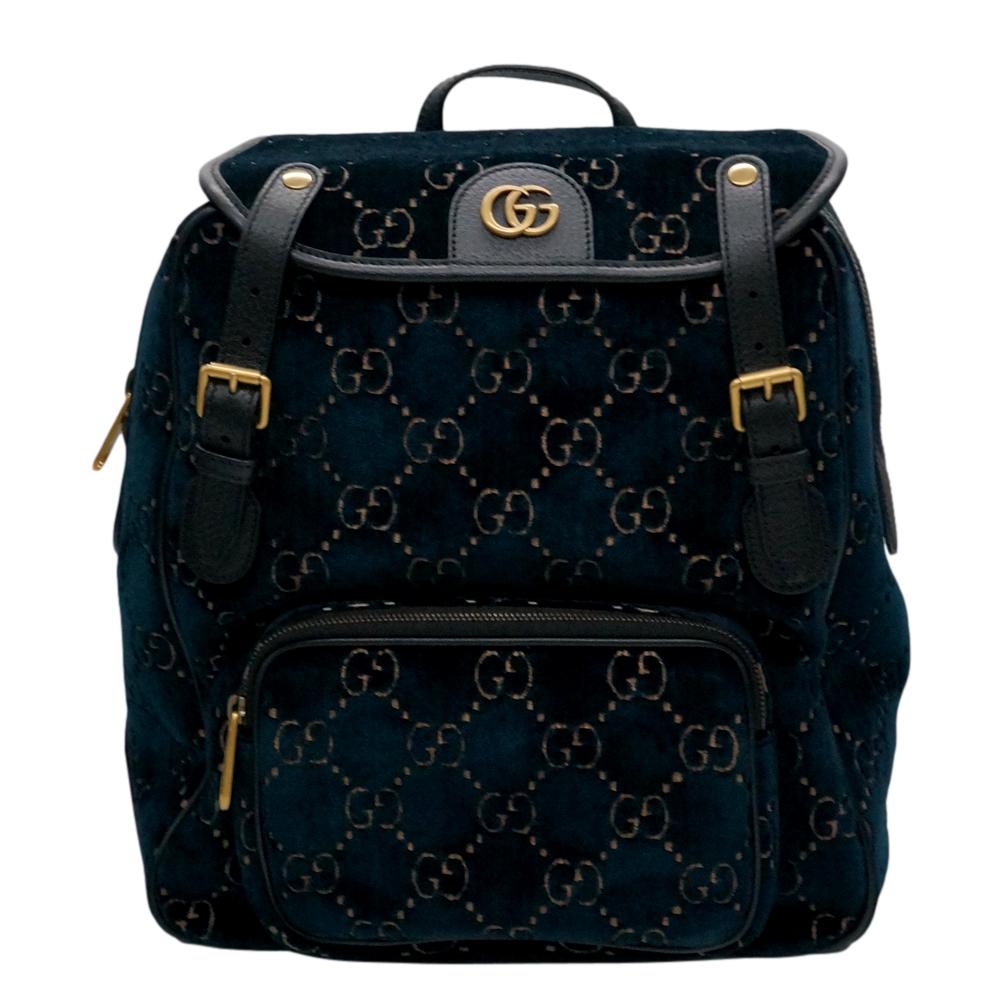 Gucci グッチ 試着動画 Gg 保存袋付属 バッグ ベルベット レディース レディース 中古 バックパック M5 かんてい局熊本店 プレゼントにもオススメです 幅広く使える大容量バックパック 未使用品 送料無料 リュック ダークブルー系