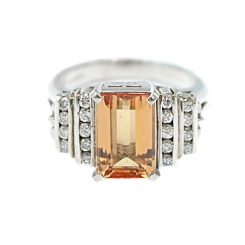 トパーズ (3.29ct) ダイヤモンド Pt900 リング サイズ 11号 総重量 9.1g D0.35ct 鑑別書付き【中古】かんてい局南高江店【楽ギフ 包装選択】z25-3230|かんてい局熊本店