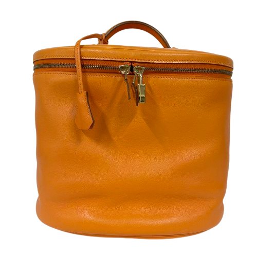 HERMES エルメス インターシティ バニティバッグ □B目じるし オレンジ色 なめし革 □□ USED-B