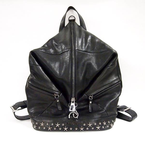 【中古】JIMMY CHOO FITZROY/S Gunmetal スター スタッズ付き Black バイカーレザー・バックパック ブラック フィッツロイ FITZROYSBLS_S リュックサック バッグ シルバー 迷彩柄 黒 バッグ 星 ミニ スタッズ レザー ジミーチュウ メンズ レディース □□ USED-AB