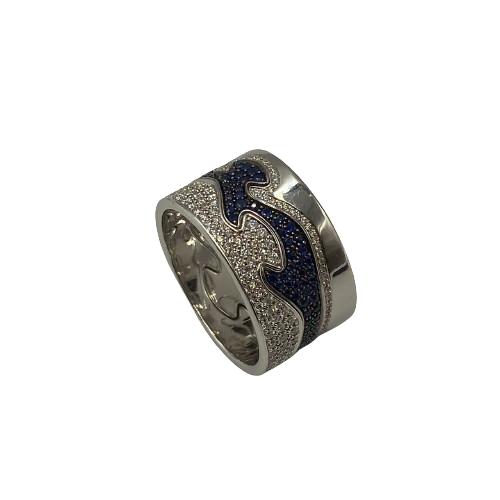 GEORGJENSEN ジョージジェンセン フュージョンリング ダイヤ サファイヤ 750WG 22g 26.5号 □□ USED-SA