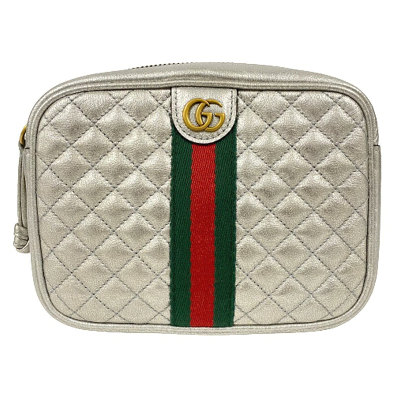 GUCCI グッチ 536441 キルティング ミニ ショルダーバッグ ラミネートレザー シルバー GG □□USED-S｜かんてい局名古屋東郷店