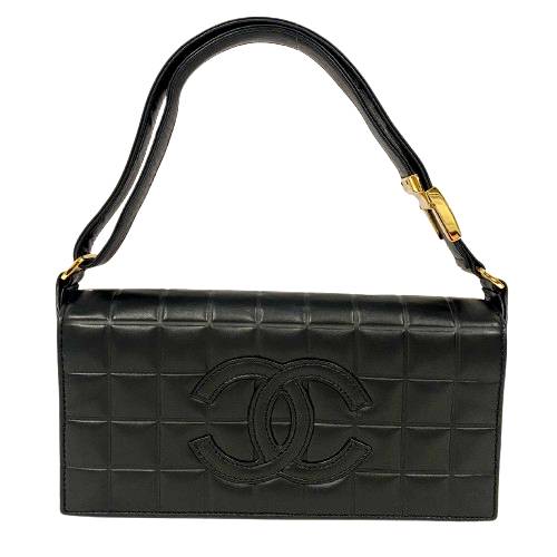 CHANEL シャネル チョコバー ハンドバッグ  肩掛け ブラック □□USED-AB