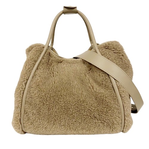 MaxMara マックスマーラ Tマリン テディベア 2WAY ハンド・ショルダーバッグ キャメル ボア □□USED-A|かんてい局名古屋東郷店
