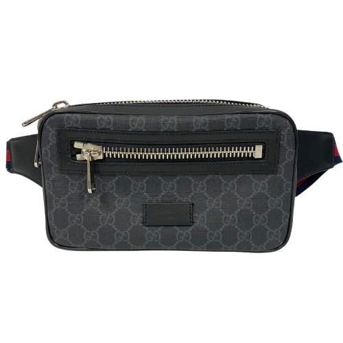 GUCCI グッチ 474293 ソフトGGスプリーム ボディバッグ レザー ブラック □□USED-A
