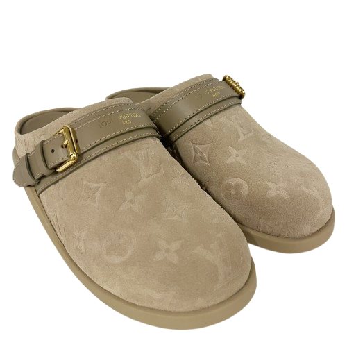 LOUIS VUITTON ルイヴィトン 1AHLVS LV トゥ･ゴー クロッグ サンダル シューズ スエードクロス 大きさ37  □□USED-SS