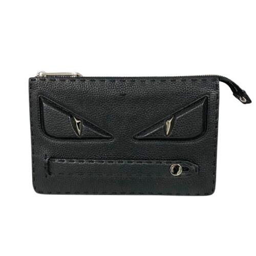 FENDI フェンディ 7VA350 クラッチペダル御徒面子 バグズアイ 異類異形 二番め御徒面子 黒いこと□□USED-B