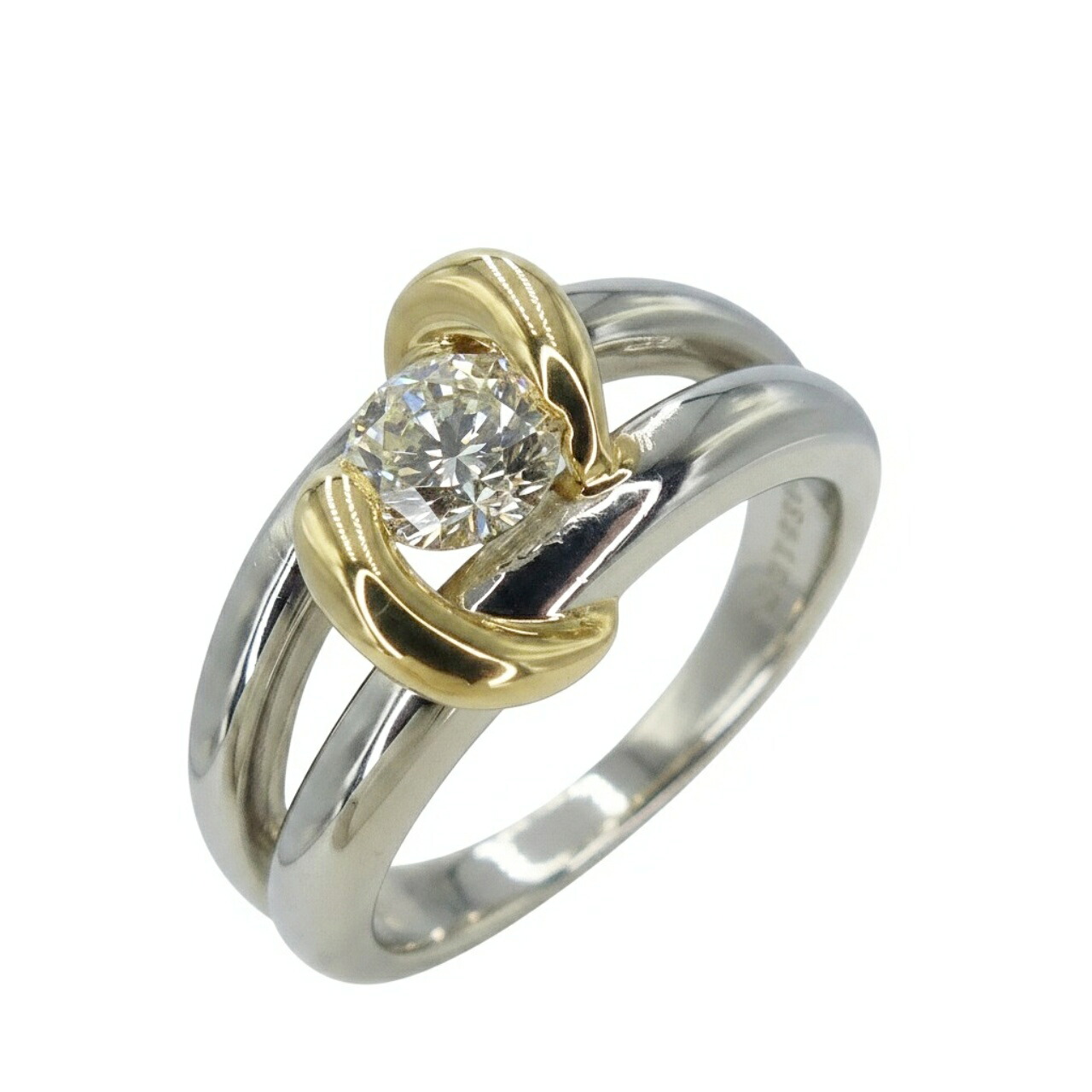 K18/Pt900 ダイヤモンド リング D0.525ct 9.5g シルバーカラー 12号 □□USED-SA|かんてい局名古屋東郷店