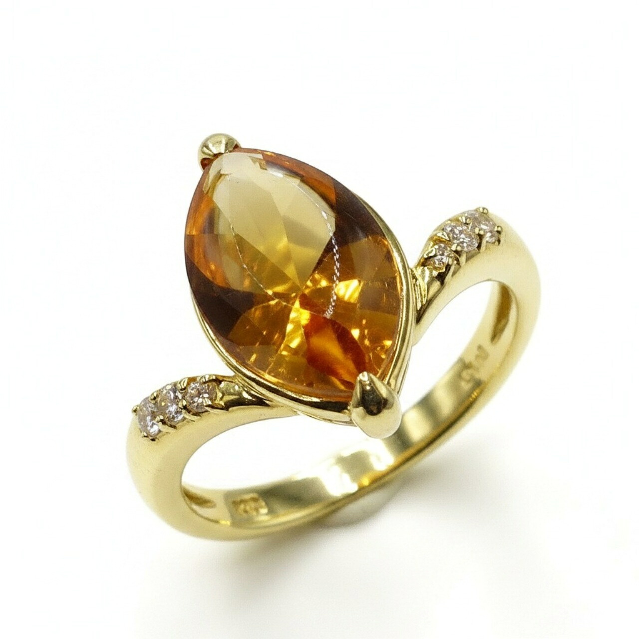 K18 シトリンリング D0.10ct 5.2g 12号 アクセサリー 貴金属 □□USED-SA|かんてい局名古屋東郷店