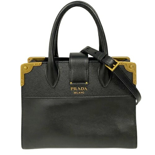 PRADA プラダ 1BA050 カイエ ２WAY御徒面子 黒いこと ハンドバック ショルダーバッグ □□USED-B