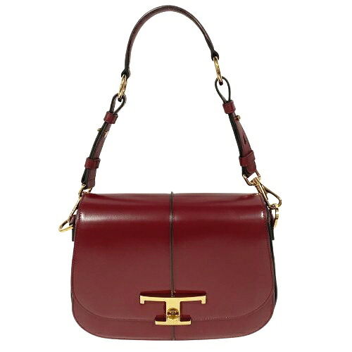 TOD’S トッズ T一時停止受け答え ショルダーバッグ なめし革 ２WAY御徒面子 ボルドーワイン系 □□USED-A