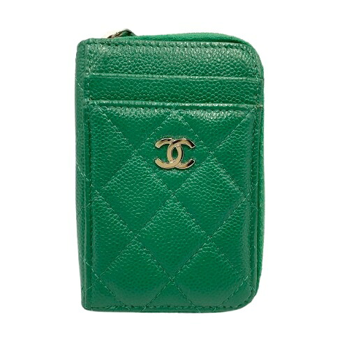CHANEL シャネル AP1650 ジップ カード・コインケース ココマーク キャビアスキン コンパクトウォレット グリーン系 □□USED-AB｜かんてい局名古屋東郷店