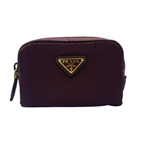 PRADA プラダ 1ND338 マイクロ Re-Nylon 合切袋 バーガンディー □□USED-SA