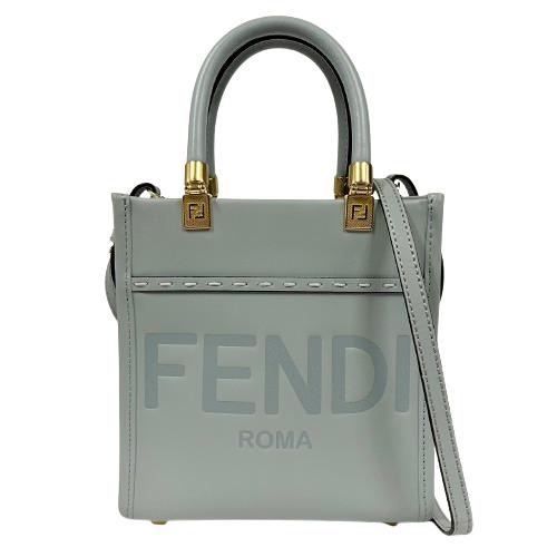 FENDI フェンディ 8BS092 ミニ 太陽光線 ショッパー 2WAY御徒面子 青碧系 □□USED-AB