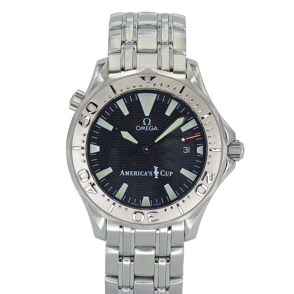 ゼロ OMEGA 2533.50 シーマスター クロノメーター300 アメリカズカップ 黒いこと □□USED-SA