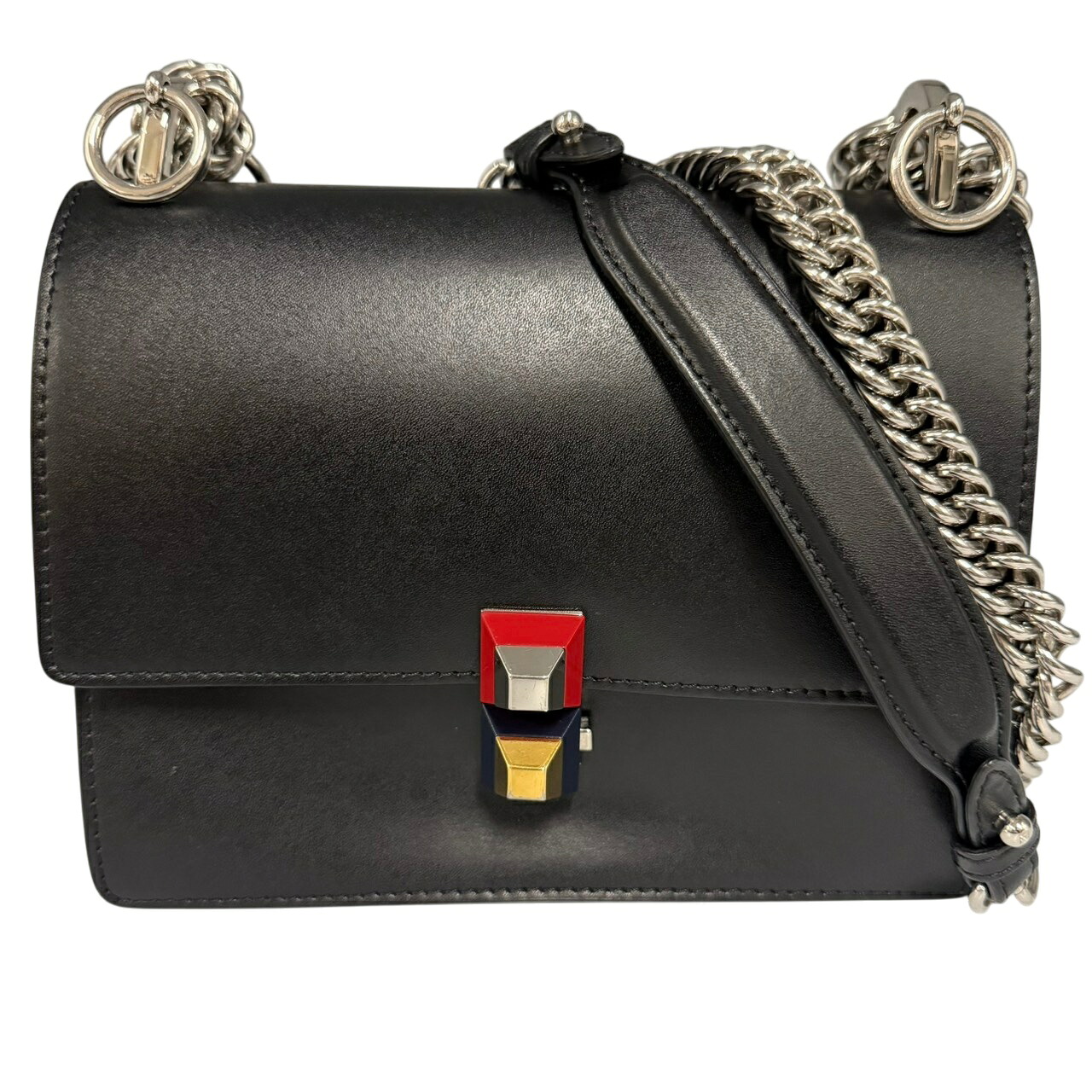 FENDI フェンディ 8M0381 ミニ キャナイ ショルダーバッグ チェーンショルダー レザー ブラック　 □□USED-B｜かんてい局名古屋東郷店 42,120円