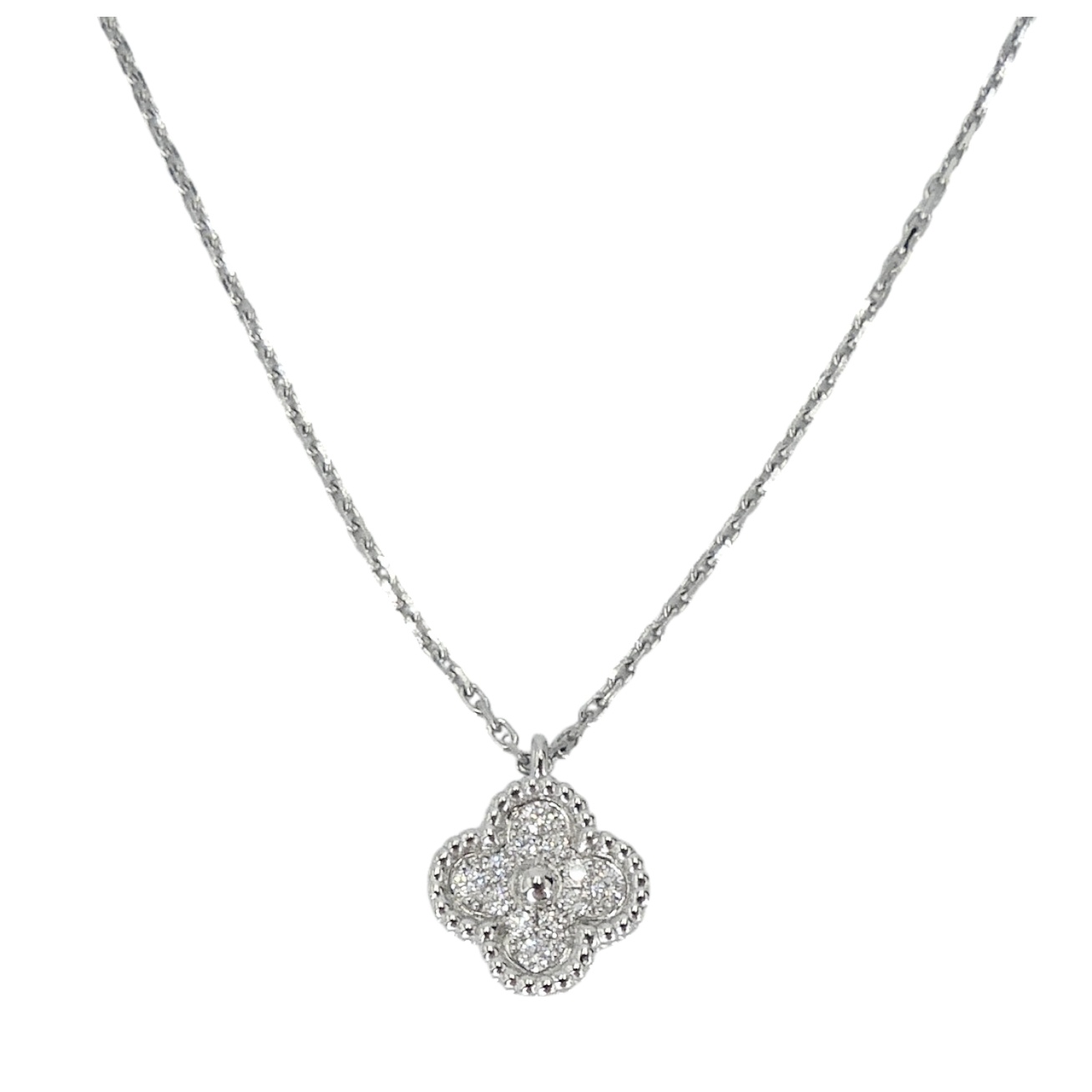 VanCleef&Arpels ヴァンクリーフ&アーペル VCARO85900 スウィート アルハンブラ ペンダント ネックレス K18WG 750 ホワイト ゴールド □□ USED-SA|かんてい局名古屋東郷店