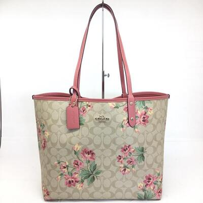 Coach コーチ リバーシブルトートバッグ F 肩掛けバッグ レザー ベージュ ピンク 花柄 レディース 中古品 Used Ab 質屋 かんてい局那覇店 Francophile Dk