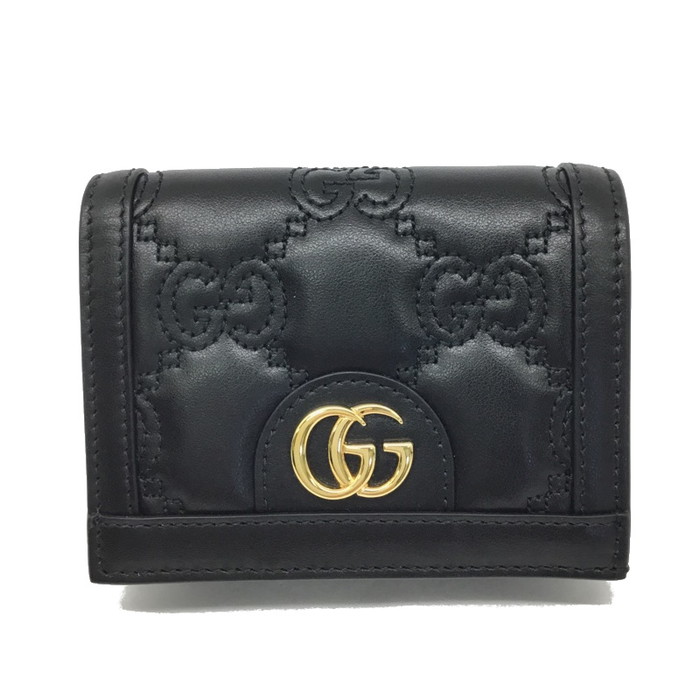 GUCCI　グッチ　アヴェル　二つ折り財布　シマレザー　カードケース　ブラック ダブルG 二つ折りカードケースブラック ソフトレザー | GUCCI公式