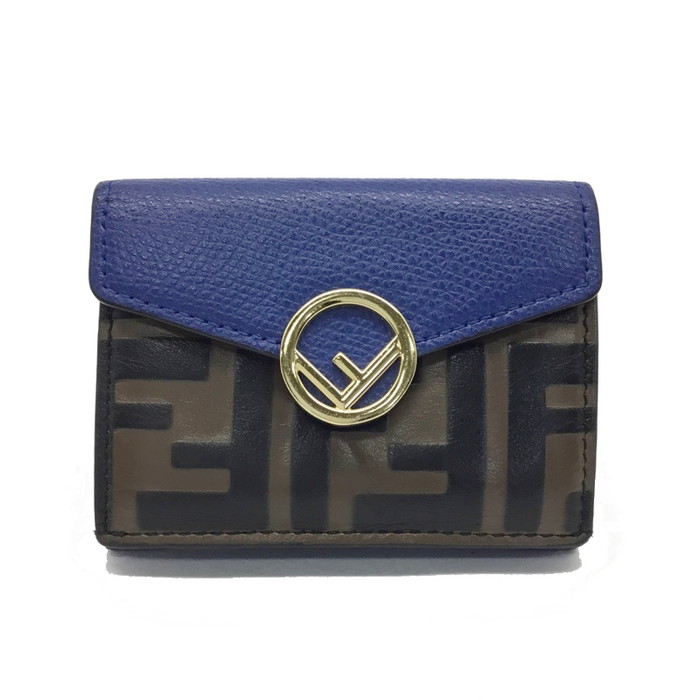 FENDI【フェンディ】三つ折り財布　マイクロウォレット　コンパクト　8M0395　ズッカ柄×ブルー　レディース【中古品/USED-B】質屋　かんてい局那覇店　ｎ3101934927300011